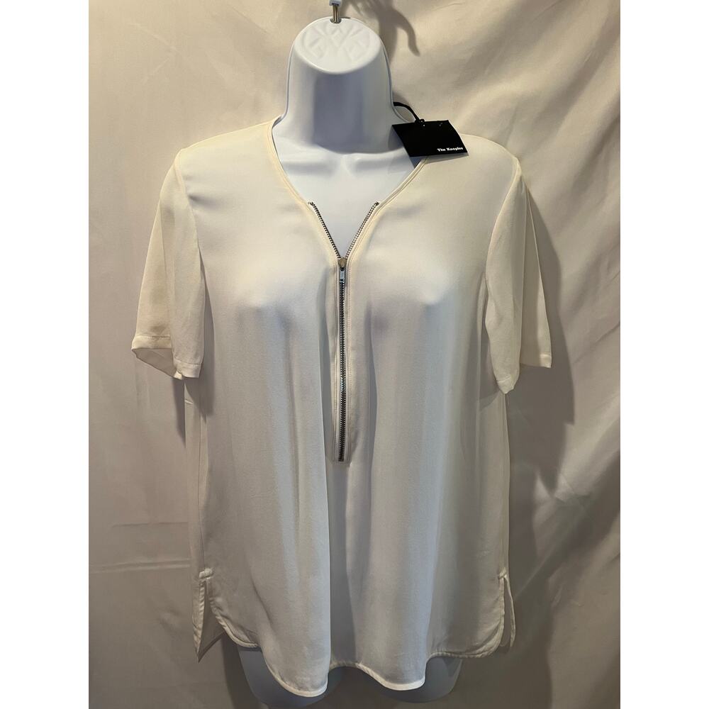 The Kooples Chiffon Short Sleeve Half-Zip Blouse - Size S - NWT